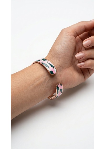 Enamel Bileklik- Green-pink Sarı