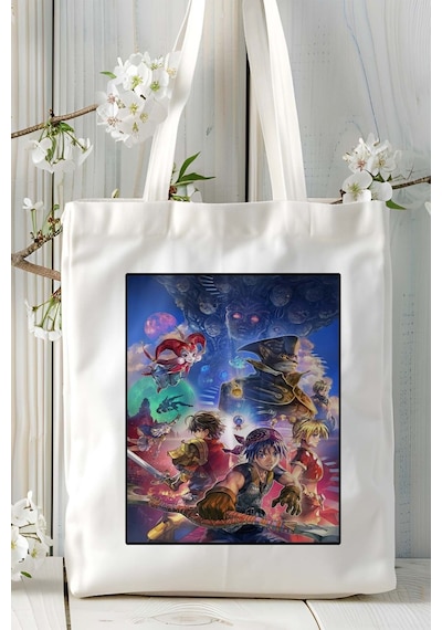 Art Hediye Chrono Cross Oyun Baskılı Bez Çanta Omuz Çantası Kişiye Özel Model 1 Çok Renkli