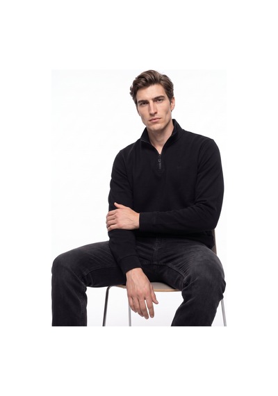 Mustang Antrasit Erkek Fermuarlı Basic Nakışlı Sweatshirt M6wm-swt1591