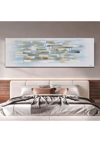 Yatak Odası Soyut El Yapımı Yağlı Boya Tablo 165x65cm