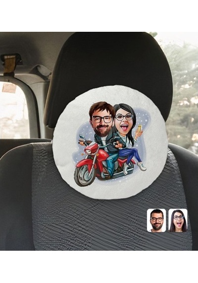 Kişiye Özel Sevgililer Karikatürlü Yuvarlak Dekoratif Kırlent Yas (527061831)