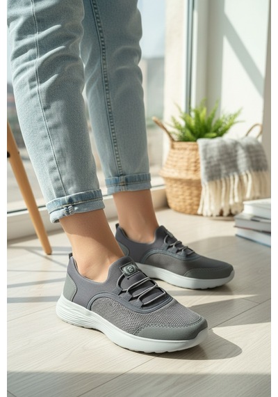 Enoch Kadın Bağcıksız Esnek Tabanlı Günlük Spor Ayakkabı Yürüyüş Sneaker Füme