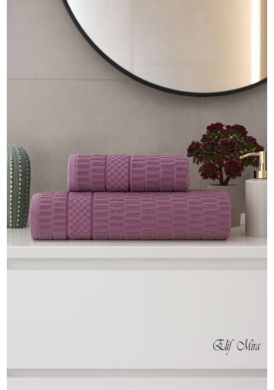 Banyo Havlu Seti %100 Pamuk 2 Parça 50 90 + 90 150 Cm Soft Comfort Mürdüm