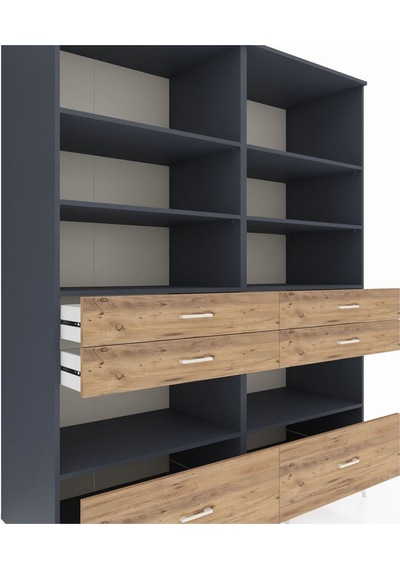 Kronos Gardrop 8 Raflı 6 Çekmeceli 176x59x221 Antrasit-antrasit/çam Antrasit/çam Kronos Gardrop 8 Raflı 6 Çekmeceli 176x59x221 Antrasit-antrasit/çam Antrasit/çam
