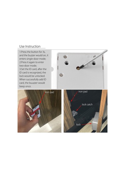 Reedark Akıllı Kilit - Çekmeceler Ve Kapılar İçin Kartlı Sensörlü Kablosuz Kilit Sistemi Pil Dahil Değil Diğer