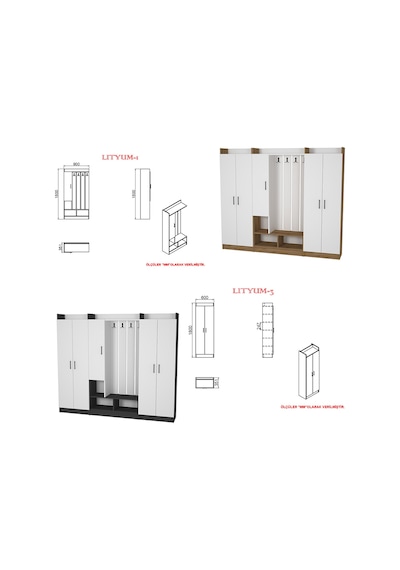 Kalender Dekor Lityum-1-3-3 Lty04 Portmanto Vestiyer Ayakkabılık