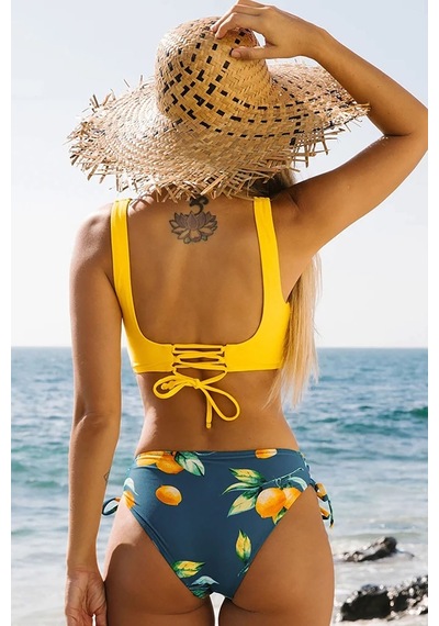Angelsin Yanlardan Bağlamalı Baskılı Bikini Altı 001