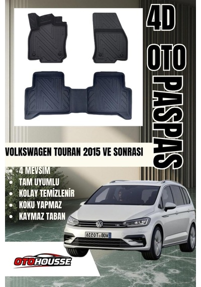 Volkswagen Touran 2015 Sonrası Havuzlu Oto Paspas