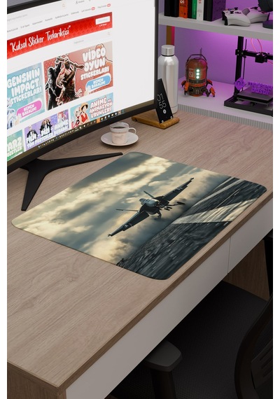 Airplane Uçak Kaymaz Dikişli Kauçuk Oyuncu Mousepad V3 - 48x40 Xl Gaming Mouse Pad Fare Altlığı