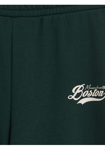Lcw Modest Yeşil Boston Baskılı Kadın Kalın Eşofman Altı