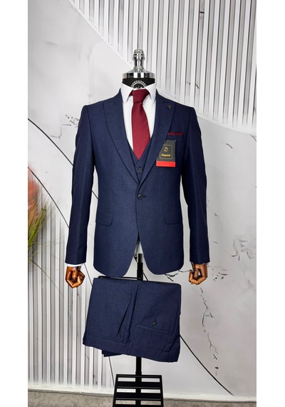 Dupont Classics Dupont Erkek Slim Fit Yelekli Takım Elbise 6 Drop Çift Yırtmaç Koyu Lacivert Dupont Classics Dupont Erkek Slim Fit Yelekli Takım Elbise 6 Drop Çift Yırtmaç Koyu Lacivert