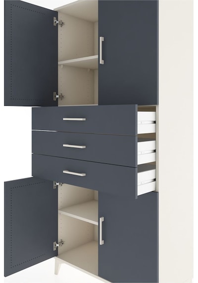 Hyperion Dolap 3 Raflı 3 Çekmeceli 4 Kapaklı 88x44x195 Aytaşı-antrasit Aytası