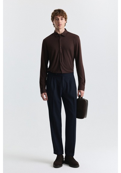 Antioch Tapered Fit Çift Pileli Pantolon Lacivert