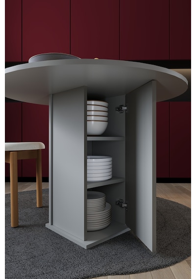 Modern Dolaplı 4 Kişilik Mutfak Yemek Masası %100 Mdf Mutfak Yemek Odası Masası Ym04 Kül Gri