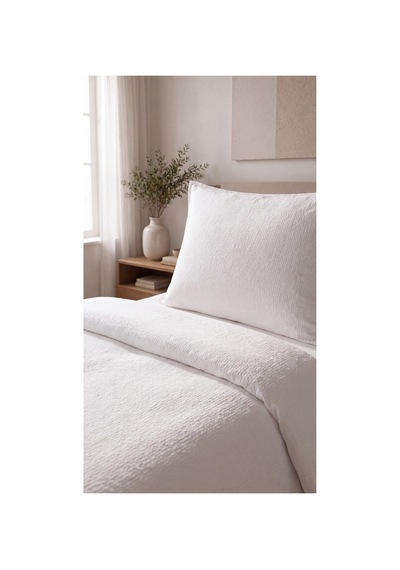 %100 Pamuk Keten Tek Kişilik Nevresim Takımı Lastikli Çarşaflı 160x200 Cm Beyaz - 904795714 Beyaz