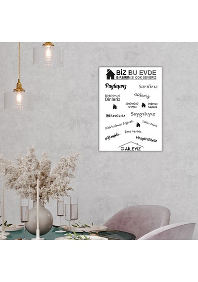 Decorita Cam Tablo | Biz Bir Aileyiz - Beyaz  Fon