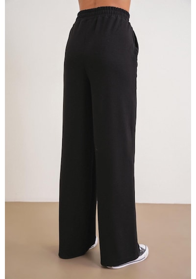 Mixray 4757 Kadın Lastikli Bol Paça Örme Dökümlü Selanik Pantalon Siyah Siyah Mixray 4757 Kadın Lastikli Bol Paça Örme Dökümlü Selanik Pantalon Siyah Siyah