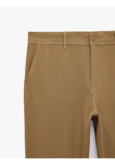 Koton Viskon Karışımlı Cepli Slim Fit Kumaş Pantolon Vizon 6sam40079hw