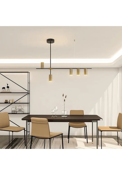 Lilia 5 Spotlu Sıralı Yemek Masası Avize Ra-avz- 5006-82-19 Siyah - Eskitme