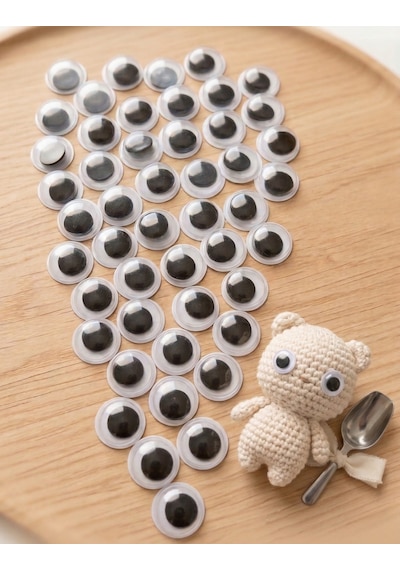 8mm Oynar Göz - Hobi, Amigurumi Ve El Sanatları İçin - 50 Adet Beyaz
