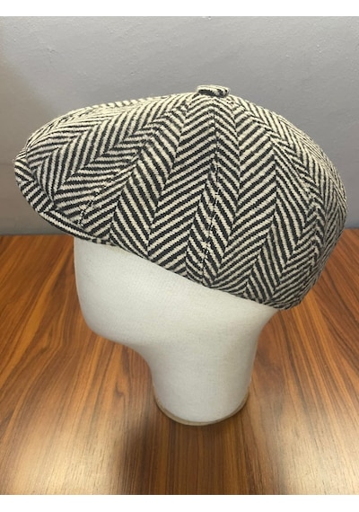 Hamze Peaky Blinders Vintage Model Balıksırtı Kışlık Kasket Şapka Bej
