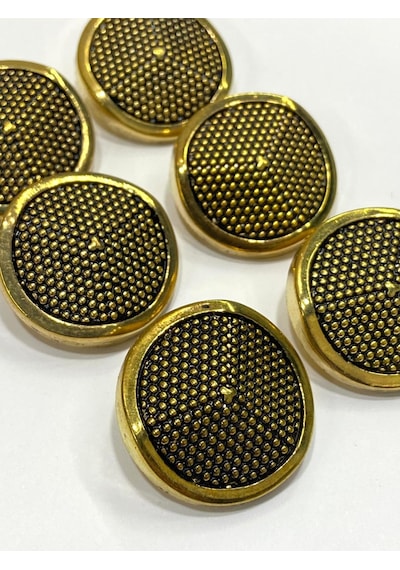 Kaban Manto Düğmesi / Metalize Plastik Düğme / Antik Gold / 3 Cm 6 Lı Set