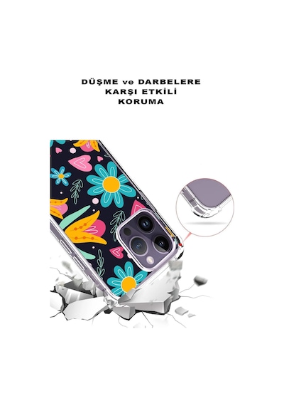 Samsung Galaxy M34 İle Uyumlu Retro Color 2 Baskılı Şeffaf Köşe Korumalı Antişok Kılıf