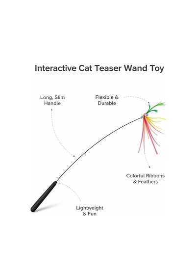 Kedi Oltası Oyuncağı Tüylü Renkli İnteraktif Kedi Oyuncak Çubuğu Zilli Esnek Uzun Saplı Av Oyunu Aparatı Enerj