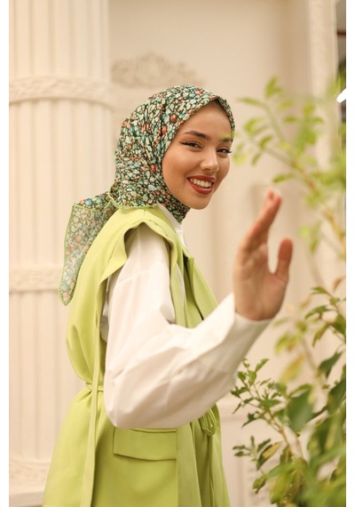 Silk Home Karanfil Desen Soft Pamuk Eşarp Koyu Yeşil