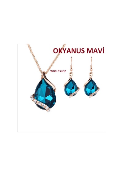 Büyük Swarovski Taşlı Takı Seti 18 Gp, Sevgililer Günü Si Kırmızı Altın
