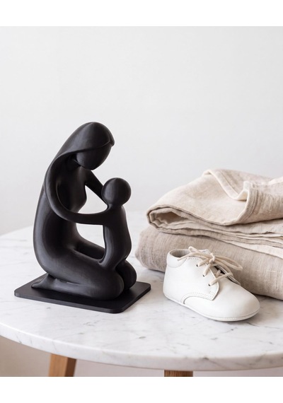 Anne Çocuk Bağı Biblosu Modern Soyut Aile Heykeli Siyah 15 Cm Salon Kitaplık Masa Üstü Dekoratif Obje Anneler Günü Yeni Anne Hediyesi 15cm