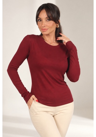 By Saygı Kadın Parmak Geçme Modal Bluz Bordo