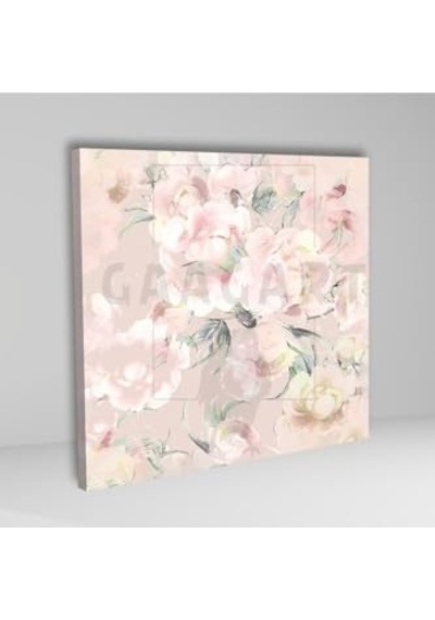 Kare Kanvas Tablo Açık Renk Pembe Renkte Soft Çiçekler 70 X 70 -