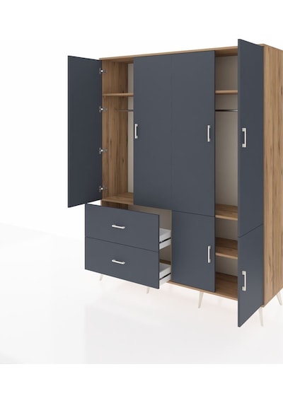 Hyperion Gardrop 5 Raflı 2 Çekmeceli 2 Askılı 176x44x221 Çam-antrasit Antrasit Hyperion Gardrop 5 Raflı 2 Çekmeceli 2 Askılı 176x44x221 Çam-antrasit Antrasit