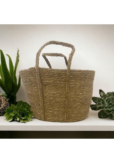 T. Concept Dekoratif Rattan Hasır Sepeti, Çok Amaçlı Düzenleme, Saklama, Sepeti 42 X 27
