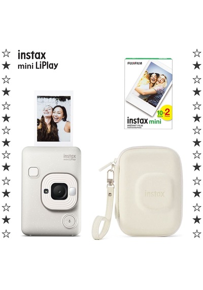 Instax Mini Liplay Misty White 20'li Film Ve Çantalı Fotoğraf Makinesi