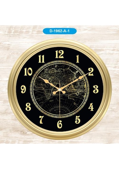 Galaxy 1964 Premium Serisi Dünya Haritası Desenli Duvar Saati 45 Cm Gold-black Gold