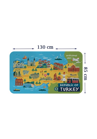 Eğitici Ve Öğretici Cocuk Odası Türkiye Haritası Duvar Sticker-85x130-3871 Çok Renkli