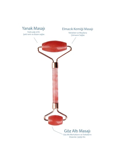 Seay Çilek Kuvars Taşı Face Roller Ve Gua Sha Yüz Masaj Aleti