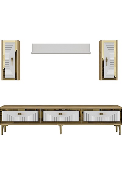 Tvr1801db - Tuna Tv Ünitesi Safirmeşe-beyaz Gold 180cm Safirmeşe - Beyaz