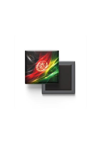 9x9 Cm Buzdolap Magnetleri - Afganistan Bayrağı Ve Retro Tema - 2'li Set Magneti