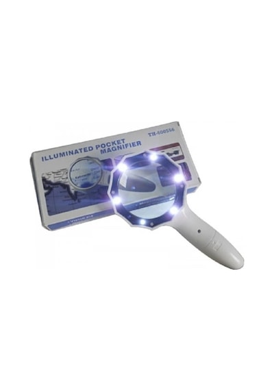 4x 6 Led Işık Aydınlatma 75mm Optik Lens El Büyüteç