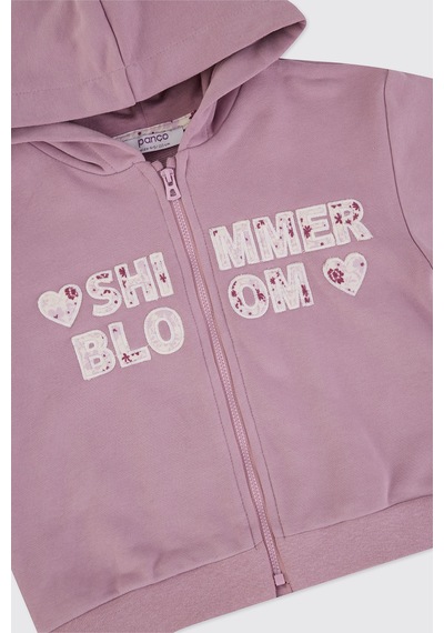 Panço Kız Çocuk Fermuarlı Pudra Sweatshirt Pembe