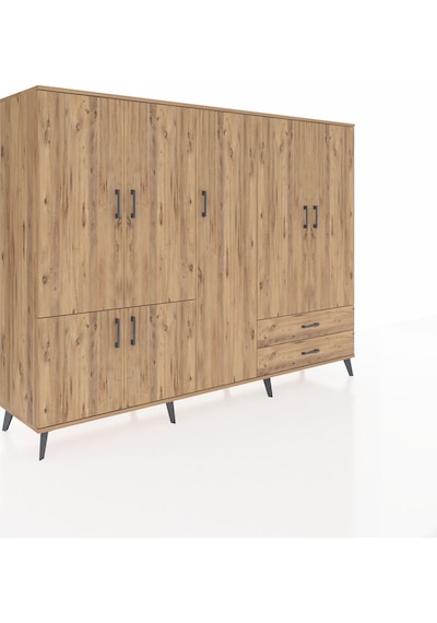 Hyperion Dolap 12 Raflı 2 Çekmeceli 7 Kapaklı 220x44x163 Çam-çam Çam-çam
