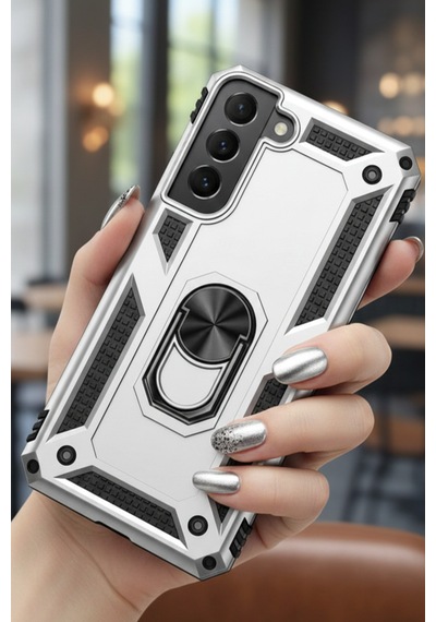 Samsung Uyumlu Galaxy S22 Plus Kılıf Yüzüklü Stand Olabilen Magnetic Tpu Tank Kapak