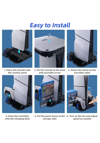 Ps5 Slim Multi Fonksiyonlu Fanlı Şarj Stand