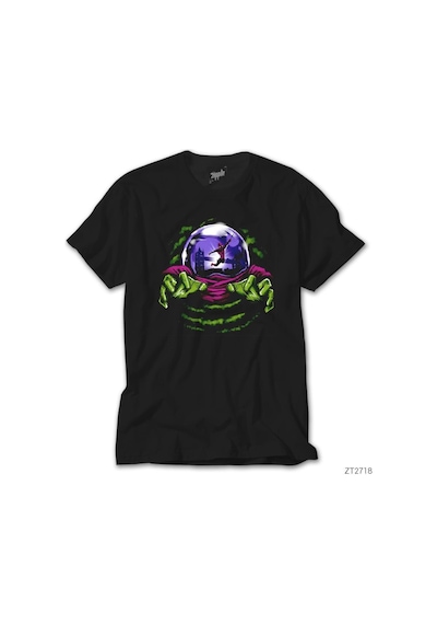 Mysterio And Spiderman Siyah Tişört Siyah