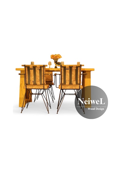 Neiwel Garden Mare Doğal Ahşap Bahçe Yemek Masası-70-140 Açık Ceviz