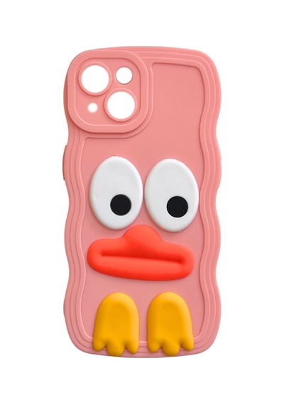 Apple Uyumlu iPhone Akfa 15 Daffy Serisi Yumuşak Silikon Telefon Kılıfı Pembe