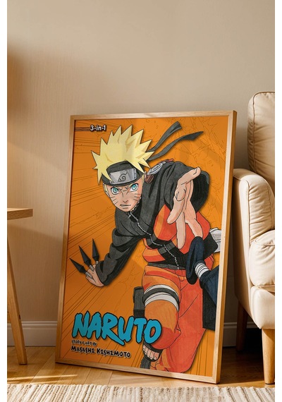 Naruto Uzumaki Çerçeveli Tablo - Lüks Anime Sanat Posteri Masashi Kishimoto Tarzı Duvar Dekoru Kayın
